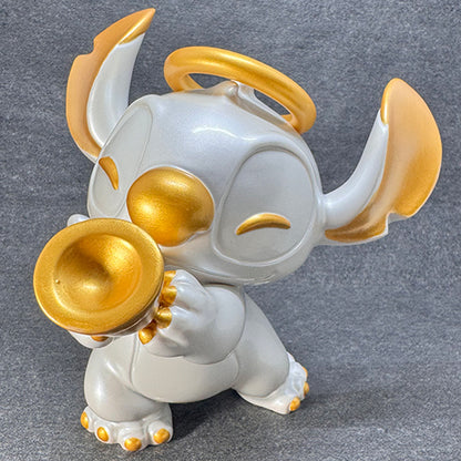 【現場購買】預約美版 5.5吋 黑魔鬼 & 白天使 Stitch 典藏級手繪樹脂雕像